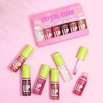 Набор из 6 блесков для губ Plump Lip Gloss Set, Mirror Finish, увлажняющий, стойкий, увеличивающий объем, масло для увеличения объема губ