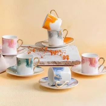 Набор из 6 фарфоровых кофейных чашек