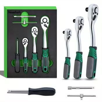 Набор из 6 храповых ключей, 1/4 3/8 1/2 , торцевой ключ с 72 зубцами, быстросъемный храповой ключ, реверсивный, металлический