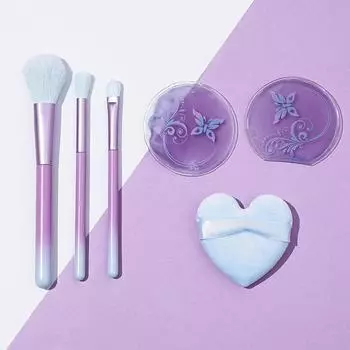 Набор из 6 кистей для макияжа с градиентом цвета, кистей для макияжа из волокна волос, хрустальной бархатной пудры, кисточки для пудры