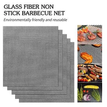 Набор из 6 ковриков для гриля WholeFire, многоразовый коврик для гриля с антипригарным покрытием, коврик для гриля-барбекю, аксессуары для выпечки для гриля, газовый гриль, духовка, кулинария, 40 х 33 см A чёрный