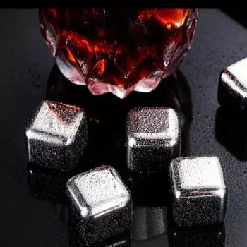 Набор из 6 квадратных ледяных блоков из нержавеющей стали 304, многоразовые охлаждающие камни для замороженного виски, охладитель для пива и хоккейного бара