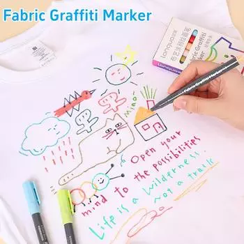 Набор из 6 маркеров для граффити по ткани, моющиеся и многоразовые, для рисования на хлопковом холсте, льне, для школы рисования своими руками