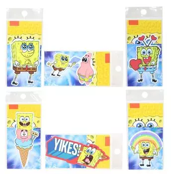Набор из 6 мини-виниловых наклеек SpongeBob, хорошие 6 см, универсальные наклейки, вырубные (Пожалуйста, Друг, Сердце, Лед, УРА!, РАДУГА) Прибл. красный
