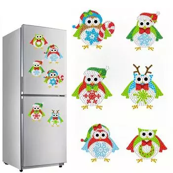 Набор из 6 наклеек на холодильник с алмазным рисунком - узор «Цыпленок», набор для творчества и подарков для украшения холодильника и почтового ящика 6ocs