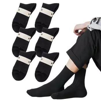 Набор из 6 пар кашемировых шерстяных носков, легко отвязывающихся на щиколотке, один размер, подходит для мужчин, носки, черные, деловые, простые, для движения, аксессуары, стильные, (Черный, Большинство) чёрный