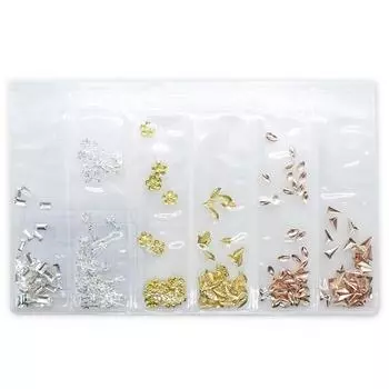 Набор из 6 предметов для дизайна ногтей Chic Fit Jjing Slim Nail Charm Parts ZN0092, разноцветные, 1 набор