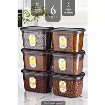 Набор из 6 прямоугольных контейнеров для хранения Anthracite Moly 1300 мл - Multi-Set Supply