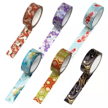 Набор из 6 рулонов малярной ленты kimonobi paulownia шириной 15 мм и рулоном 7 м