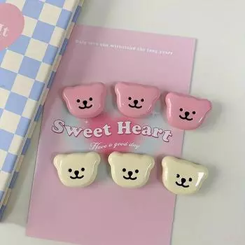 Набор из 6 шт., магнит на холодильник, милый медведь, украшение, розовый медведь, белая доска, фиксированная наклейка, украшение для кухни