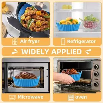 Набор из 6 силиконовых кастрюль для аэрофритюрницы, не содержащих бисфенол А, пищевые вкладыши для аэрофритюрницы, 6 размеров, многоразовые вкладыши для поддонов аэрофритюрницы для различных моделей аэрофритюрниц QT синий