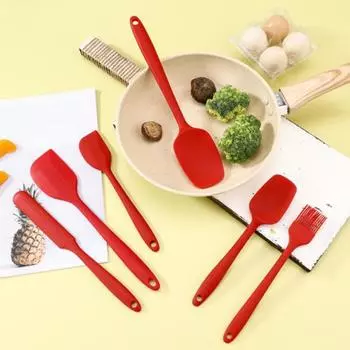 Набор из 6 силиконовых лопаток, термостойкая, без бисфенола А, лопатка для соскабливания выпечки, кулинария, пищевая кухонная утварь с силиконовой щеткой, инструменты для выпечки чёрный