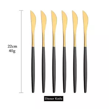 Набор из 6 столовых ножей из нержавеющей стали, черного золота, столовых приборов, столового серебра, кухонных столовых приборов в западном стиле, столовых ножей для ресторана