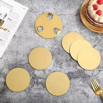 Набор из 6 золотых подставок из нержавеющей стали с держателем, современные зеркальные подставки под стаканы, круглые коврики для чашек