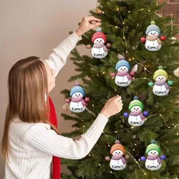 Набор из 7 акриловых снеговиков, елочных игрушек, персонализированные праздничные украшения для дома One Size белый