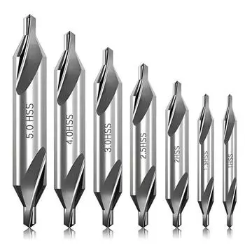 Набор из 7 центральных сверл с углом 60 градусов, набор центральных сверл, зенковочные инструменты для токарных станков, ручные инструменты для металлообработки