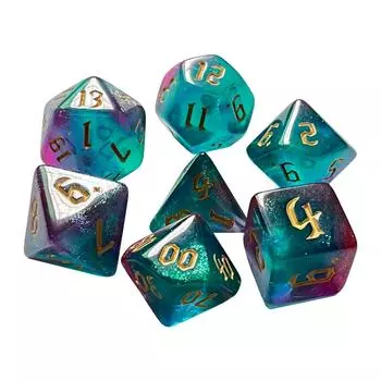Набор из 7 игральных костей с двухцветным золотым шрифтом, многогранные игральные кости для настольной игры