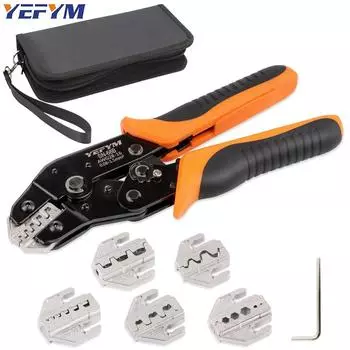 Набор из 7 инструментов для обжима с храповым механизмом и сменными губками — для разъемов Dupont, JST, MOLEX и других — включает открытые клеммы