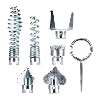 Набор из 7 предметов для чистки канализации, комбинированная режущая головка, набор инструментов для чистки труб для эффективной прочистки засоров в кухнях, ванных комнатах белый