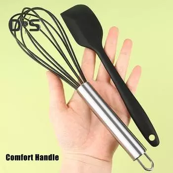 Набор из 7 предметов для выпечки, венчики для взбивания яиц с силиконовой ручкой, нескользящая конструкция, легко чистить, принадлежности для выпечки, для приготовления пищи, перемешивания и взбивания разноцветный