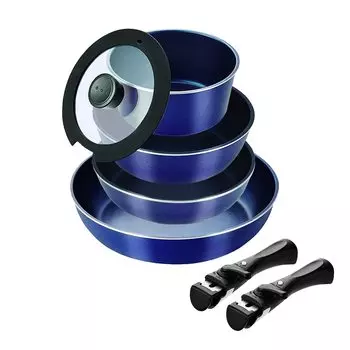 Набор из 7 предметов посуды Pearl Metal Stack Plus Blue Diamond Coat IH, темно-синий HB-5632 тёмно-синий