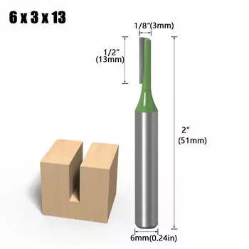 Набор из 7 предметов с 6 ручками, однолезвийные двухлезвийные прямые фрезы, фрезерные головки для кромочного станка, набор фрез для деревообработки Green Straight Knife 6 * 3 * 13