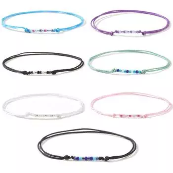 Набор из 7 ярких браслетов ручной работы из хлопковой нити, плетёная цепочка на запястье, идеально подходит для вечеринок, фестивалей и повседневной носки