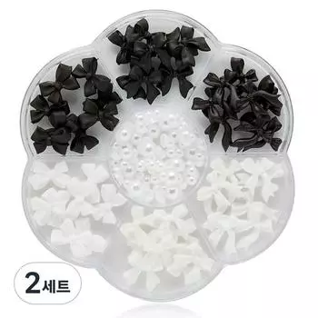 Набор из 7 шт., разноцветные накладные ногти May Brown Ribbon Pearl, 2 комплекта, черные и белые накладки для ногтей