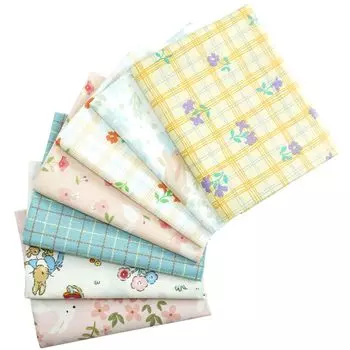 Набор из 7 тканей с цветочным узором и рисунком кролика, напечатанная ткань, отрез ткани, симпатичная рваная сумка на удачу, набор тканей для рукоделия 46X56 см 0%