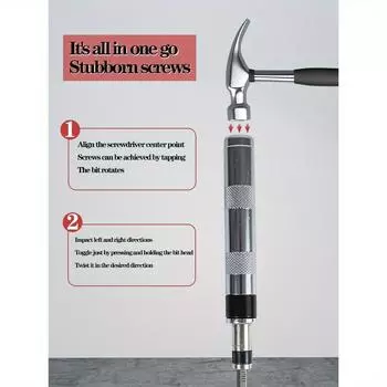 Набор из 7 ударных отверток с металлической шестигранной головкой - многоцелевой прецизионный набор инструментов для удаления отслаивающихся/поврежденных/сломанных винтов, антикоррозийный 7pcs/set