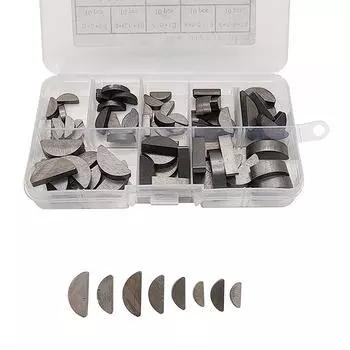 Набор из 80 шт. сегментных шпонок из углеродистой стали, полный ассортимент сегментных шпонок для маховика, шкивов, коленчатого вала
