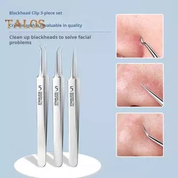 Набор из 8 инструментов для удаления черных точек с ящиком для хранения, нержавеющая сталь, двойной наконечник, экстрактор для удаления комедонов, акне, носа, лица, косметический инструмент 1 Set