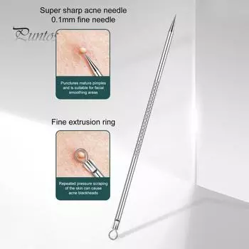 Набор из 8 инструментов для удаления черных точек с ящиком для хранения, нержавеющая сталь, двойной наконечник, экстрактор для удаления комедонов, акне, носа, лица, косметический инструмент 1 Set