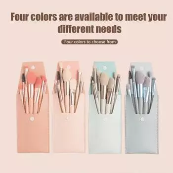 Набор из 8 кистей для макияжа с портативным футляром, профессиональная рассыпчатая пудра, румяна, хайлайтер, тени для век, консилер, кисти для растушевки бровей, косметические инструменты розовый