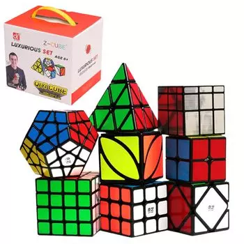 Набор из 8 кубиков Speed Cube 3x3 4x4x4 2x2 Magic Cube 3D 3D Puzzle Brain Puzzle Обучающая игрушка Легко вращается Высокоскоростной вращающийся куб для соревнований 6 гранный