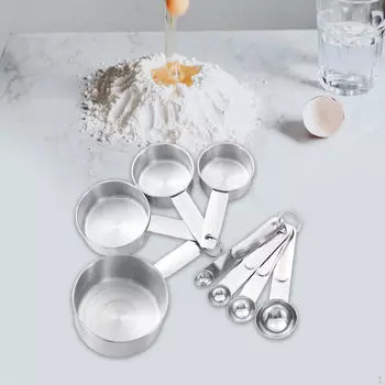 Набор из 8 мерных чашек и ложек, мерная чайная ложка с ручкой argent