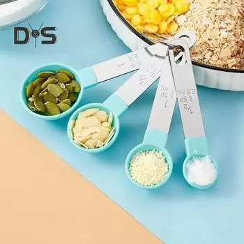 Набор из 8 мерных ложек из нержавеющей стали со встроенной шкалой для точного приготовления пищи, домашнего ресторана, пекарни серый