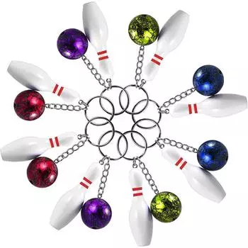 Набор из 8 мини-кеглей для боулинга, брелоки с шариками, детский брелок для ключей на день рождения для боулинга, брелок для ключей для боулинга для спортивных сувениров, игрушечных подарков на вечеринку 7*2.5*3cm,3*3*3cm,8Pcs