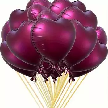 Набор из 8 ярких винно-красных воздушных шаров в форме сердца - фотореквизит для создания романтической атмосферы 8 pieces