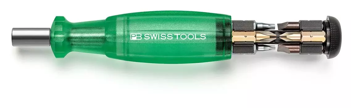 Набор из 8 сменных отверточных бит PB SWISS TOOLS Multicraft C6 Inside Green 6464.GREEN