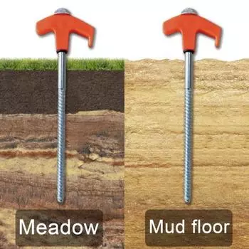 Набор из 8 винтовых кольев для палатки. Прочные 8-дюймовые стальные колья для палатки с шестиугольными втулками. Простая установка. Просверливаемые наземные колья для навесов для кемпинга.