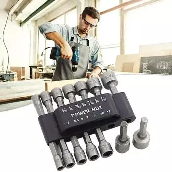 Набор из 9/14 шт. сверл с гайками, торцевых ключей SAE и метрических ключей, шестигранных ключей для отвертки 3/16~7/16,5~12 мм