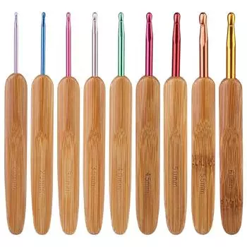 Набор из 9 бамбуковых крючков для вязания крючком, спицы для вязания кружева 2,0 мм, 6,0 мм, спицы для вязания, ручки, пряжа для плетения, швейные инструменты, набор для вязания крючком 9pcs