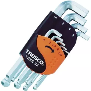 Набор из 9 шестигранных ключей с шаровидным наконечником TRUSCO TBKS-9S с короткой шейкой