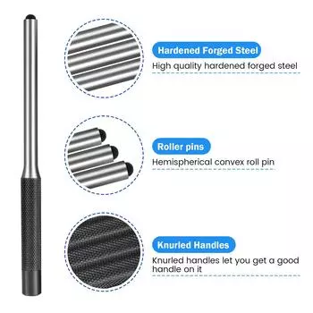 Набор из 9 шт. пробойников с роликовыми штифтами, набор стальных пробойников разных размеров с молотком и чехлом для хранения, портативный инструмент для ремонта пробойников с роликовыми штифтами