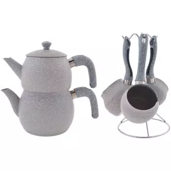 Набор из чайника и кофейника Biogranit Steel Plus с бакелитовой ручкой светло-серый