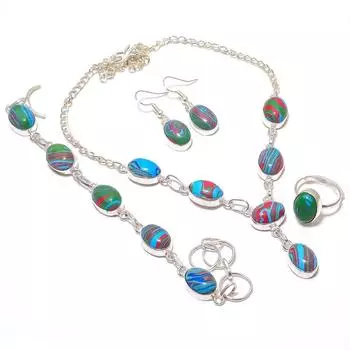 Набор из четырех предметов из натурального кальцита ручной работы из стерлингового серебра 925 пробы n4U60