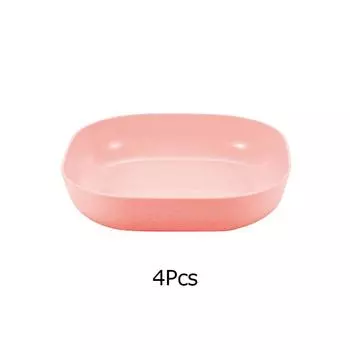 Набор из четырех тарелок для фруктов из пшеничной соломы, глубокая квадратная тарелка для мусора, пластиковая тарелка для костей, разноцветная 4Pcs