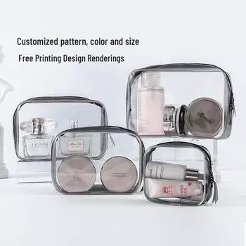 Набор из четырех вместительных прозрачных косметичек из ПВХ — водонепроницаемый, портативный и простой дорожный органайзер Small 11x4.5x10.5cm чёрный