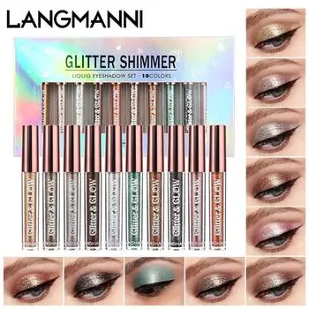 Набор из десяти блестящих жидких теней для век с бриллиантами, подарочная коробка с психоделическими перламутровыми жидкими тенями для век 10pcs